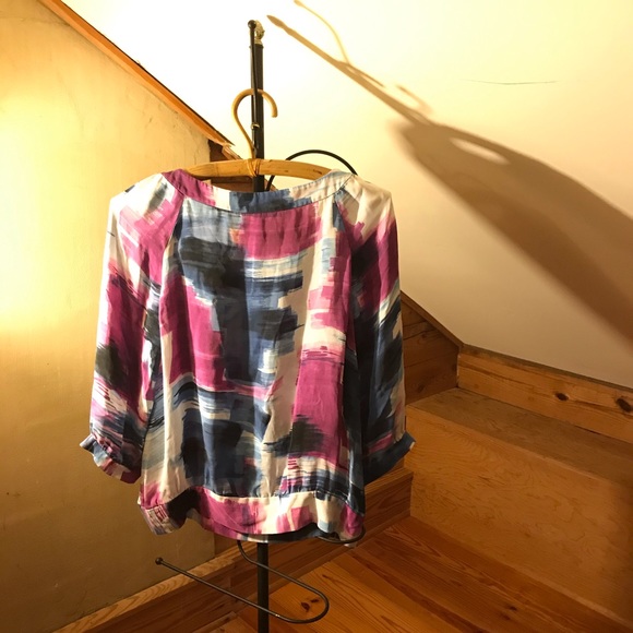 Anne Klein Purple Blue Silk 3/4 Sleeve Blouse, EUC, M - Picture 2 of 15